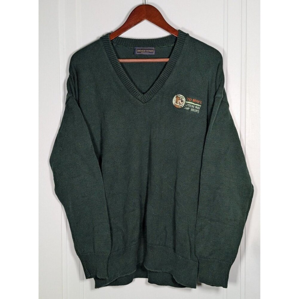 Vintage Andrew Rohan Yogi Bear Knit Sweater Mens Large 100% cotton USA Made VTG